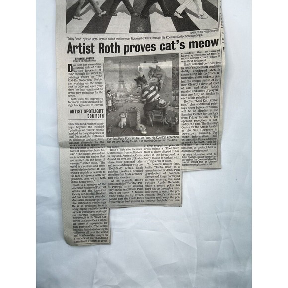 Don Roth Signed Lithograph Purrfect Paris Portrait Kool Kat Collection 12” x 12” - Picture 5 of 7